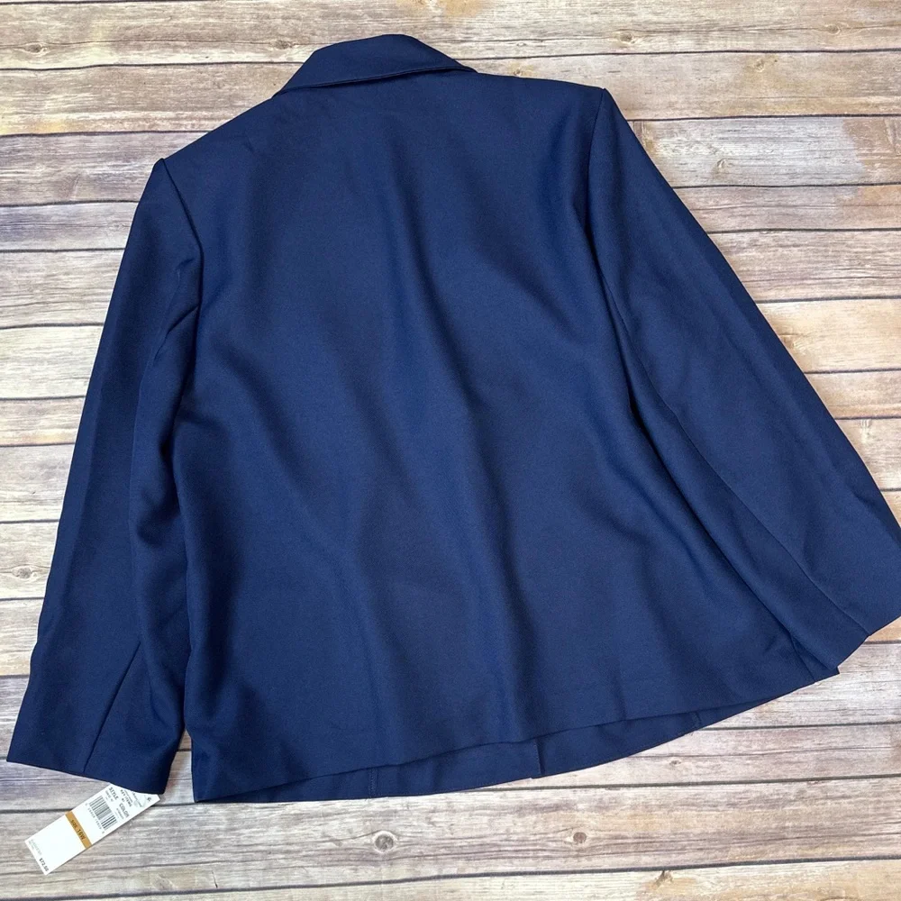 Alfred Dunner Women’s Plus Size Button Front Jacket In Navy Size 16W